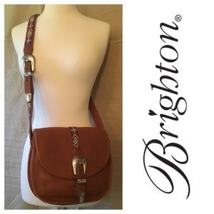 Brighton Beaded Strap Leather Saddle Bag